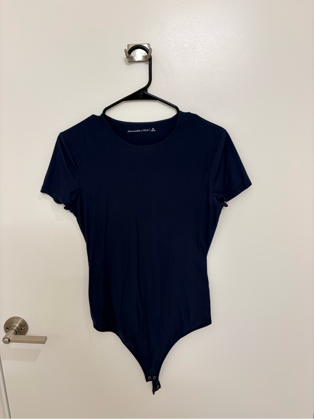Abercrombie & Fitch Navy Seamless Short-Sleeve Crew Neck Bodysuit